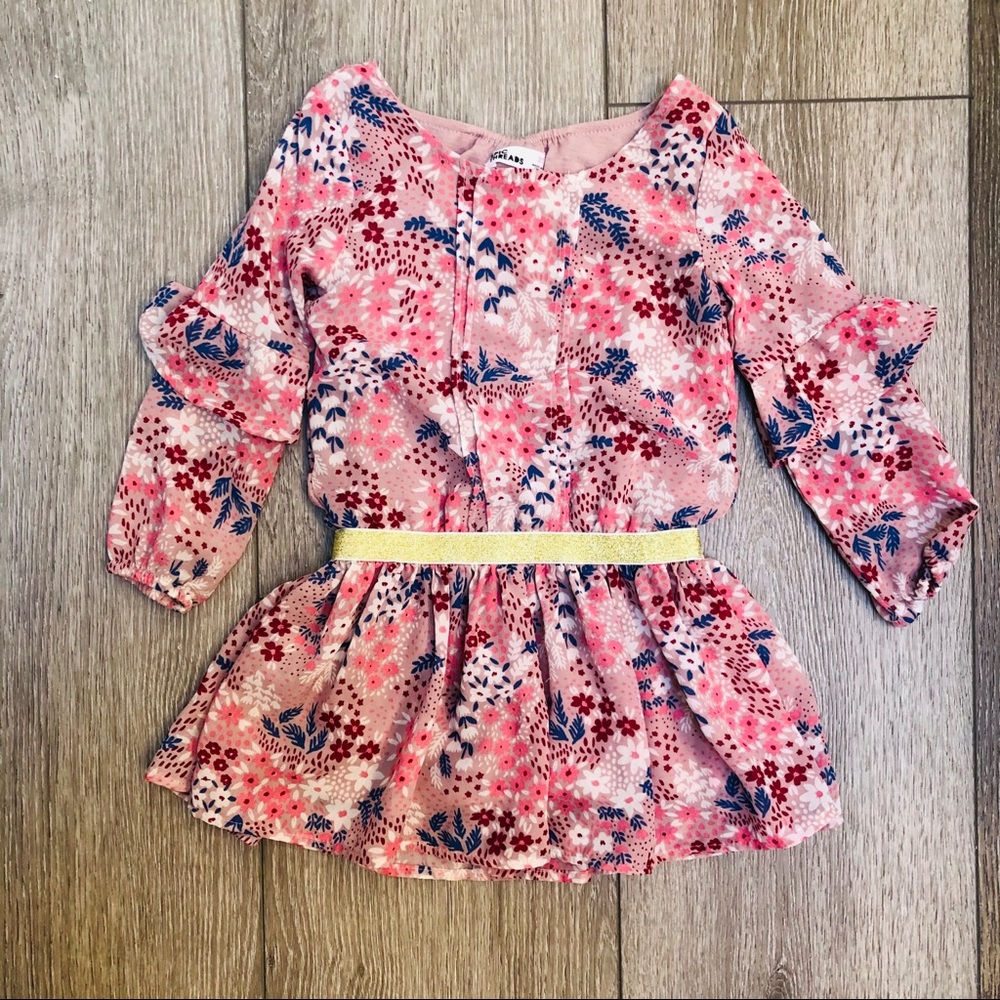 EPIC THREADS 3/4 SLEEVE DRESS FLORAL 3T